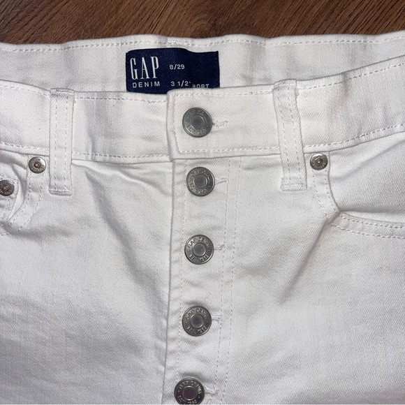 GAP Shorts Women's Size 29 White Denim High-Rise Button Fly Cut-off 3 1/2" - Picture 5 of 9